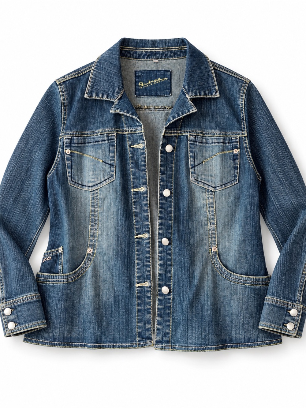 Vintage y2k Blue and green Denim Jean Jacket by Rewind woman